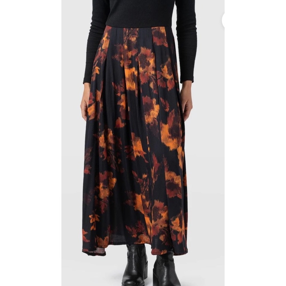 SAINT SOFIA Renee Contrast LongSleeve Dress Autumn Floral Print Maxi Dress 6 NWT - Picture 2 of 9